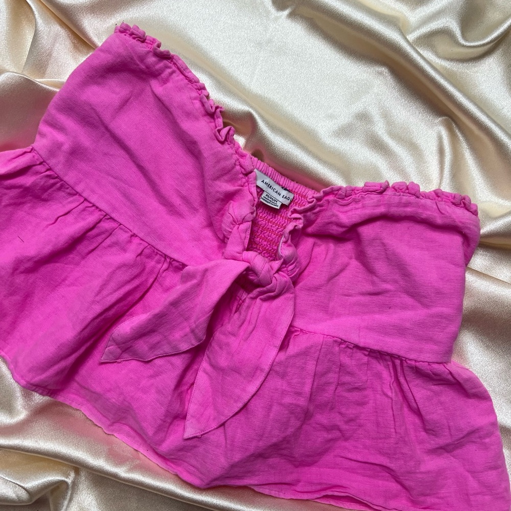 American Eagle Outfitters Hot Pink Tie-Front Women's Top